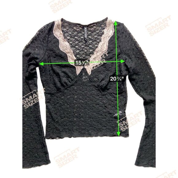 Womens Sheer Lace Bell Sleeve Top Size XL Black Romantic Goth Dark Coquette Y2K - Picture 4 of 13
